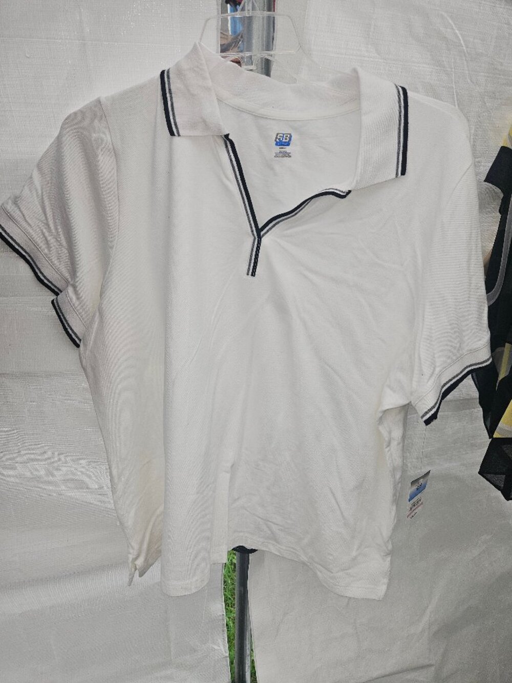 SB White Polo Shirt with Black Trim